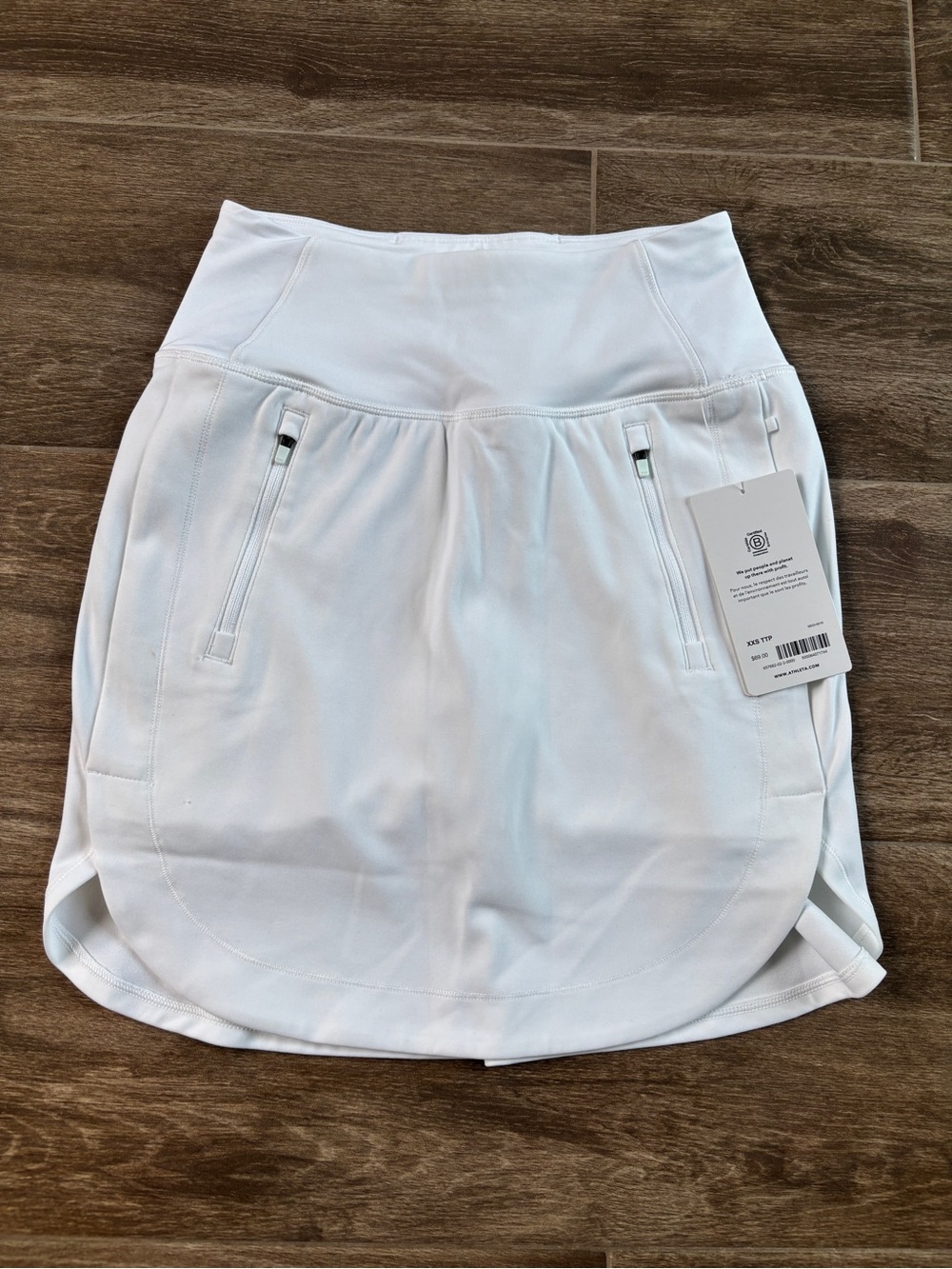 Athleta White Athletic Skort with Front Zip Pockets Sz XXS Fairway Golf Skirt